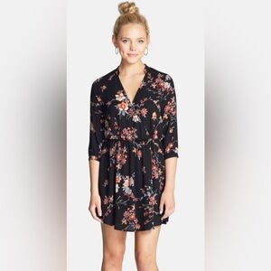 NWOT Lush Floral Faux Wrap Dress, fall, graduation dress, brass plum, cocktail